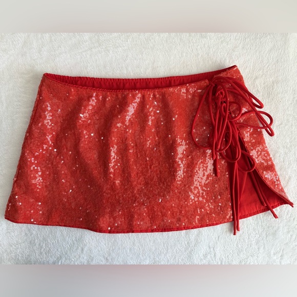 Sequin Wrap Mini Skirt | Tie-Side | Coachella Ibiza Festival Vibes - Picture 2 of 7